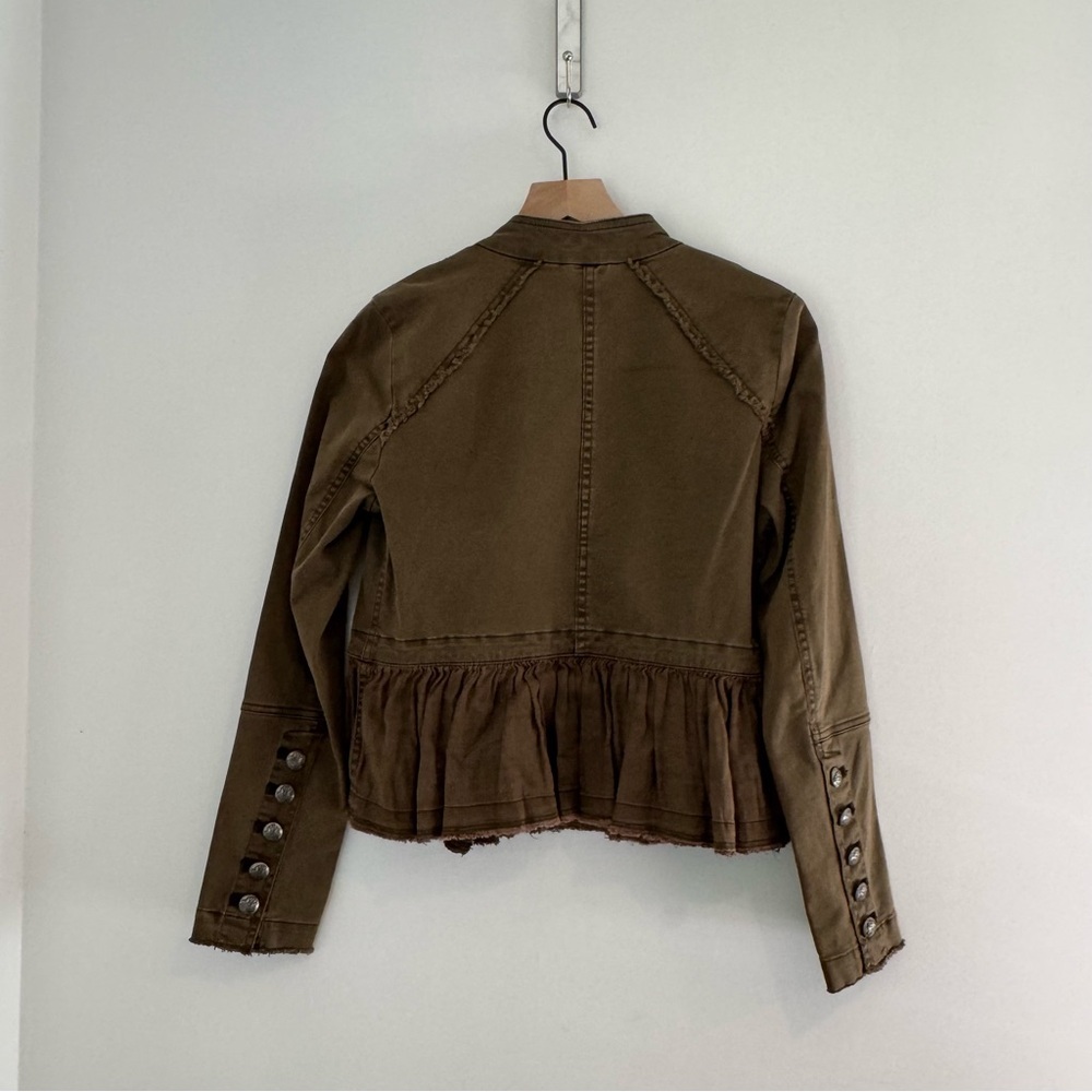 Free People Utility Jacket with Peplum Detail in Army Green XS - Picture 3 of 10